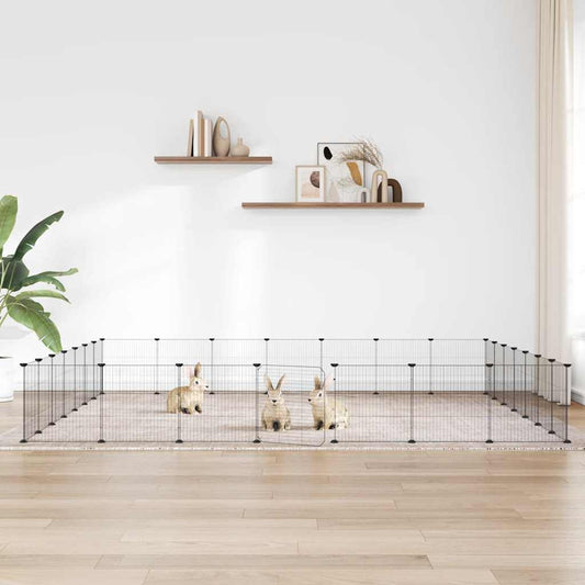 28-Panel Pet Cage with Door Black 35x35 cm Steel