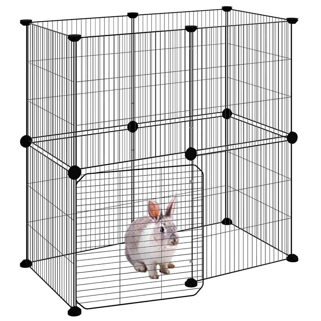12-Panel Pet Cage with Door Black 35x35 cm Steel