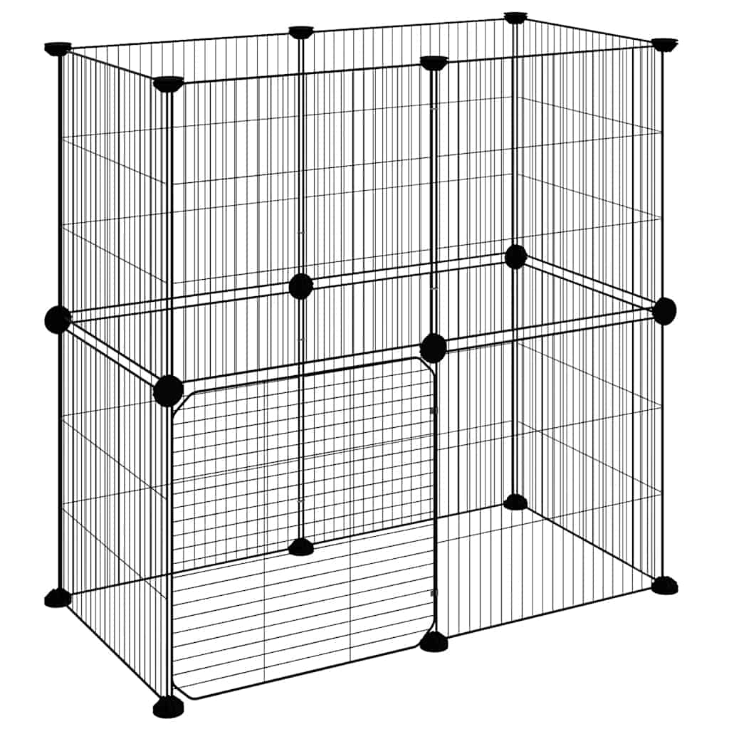 12-Panel Pet Cage with Door Black 35x35 cm Steel
