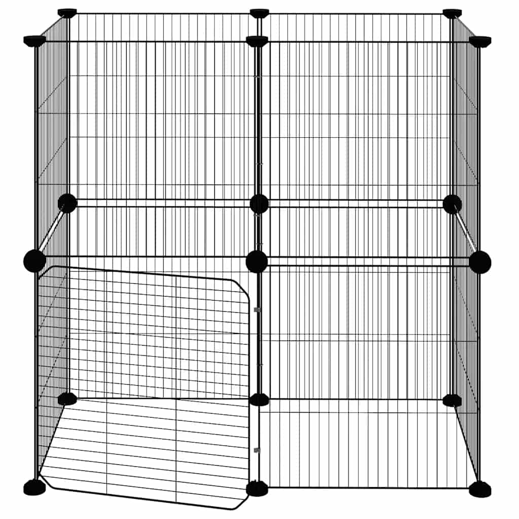 12-Panel Pet Cage with Door Black 35x35 cm Steel