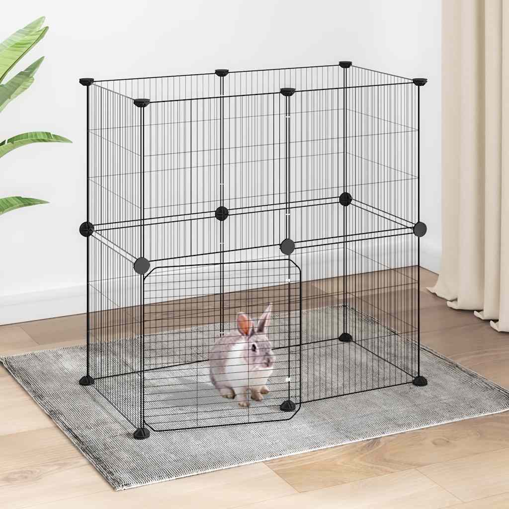 12-Panel Pet Cage with Door Black 35x35 cm Steel
