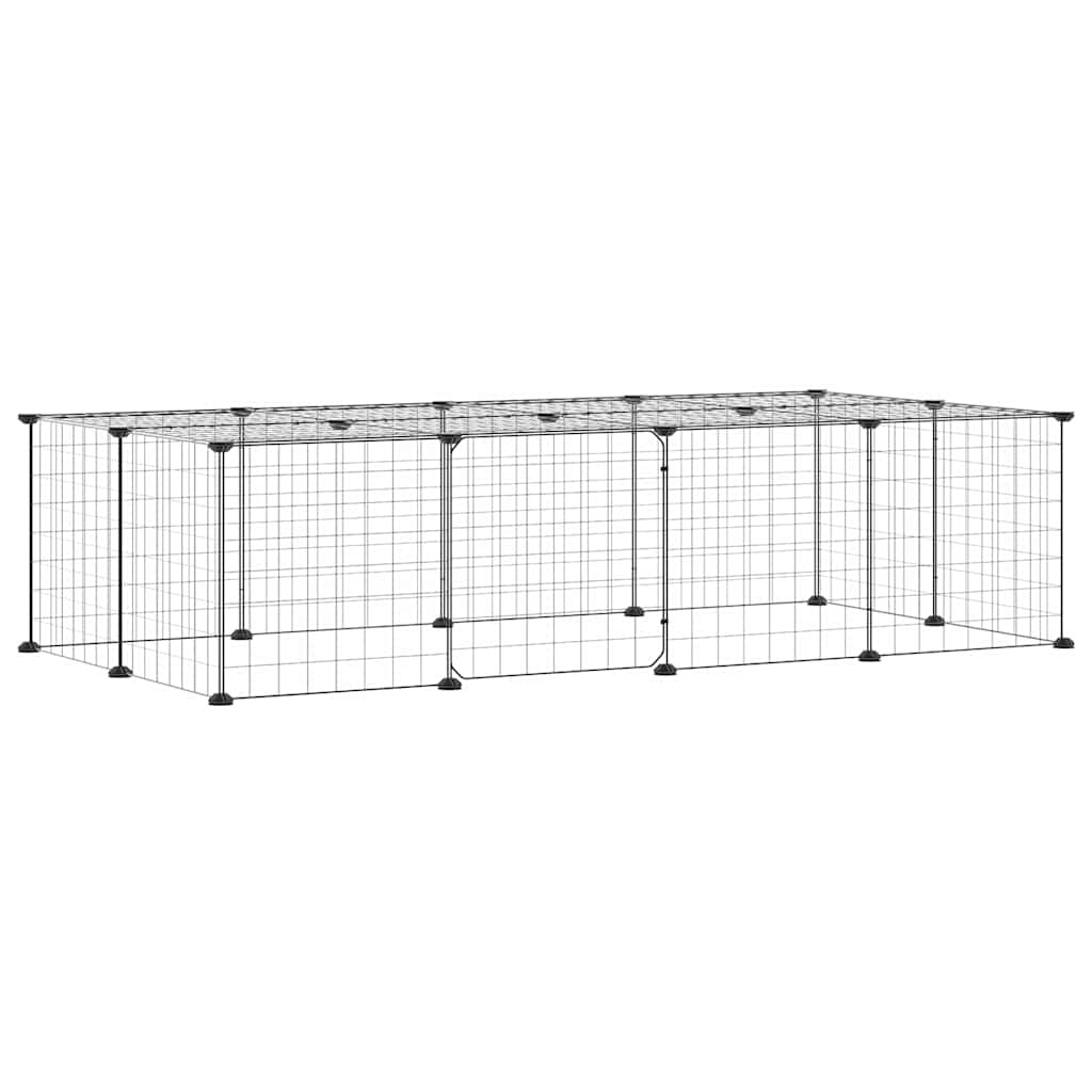 20-Panel Pet Cage with Door Black 35x35 cm Steel