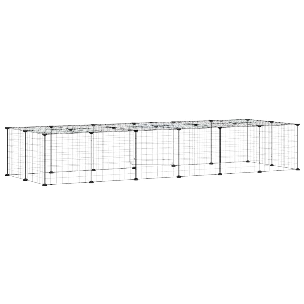 28-Panel Pet Cage with Door Black 35x35 cm Steel