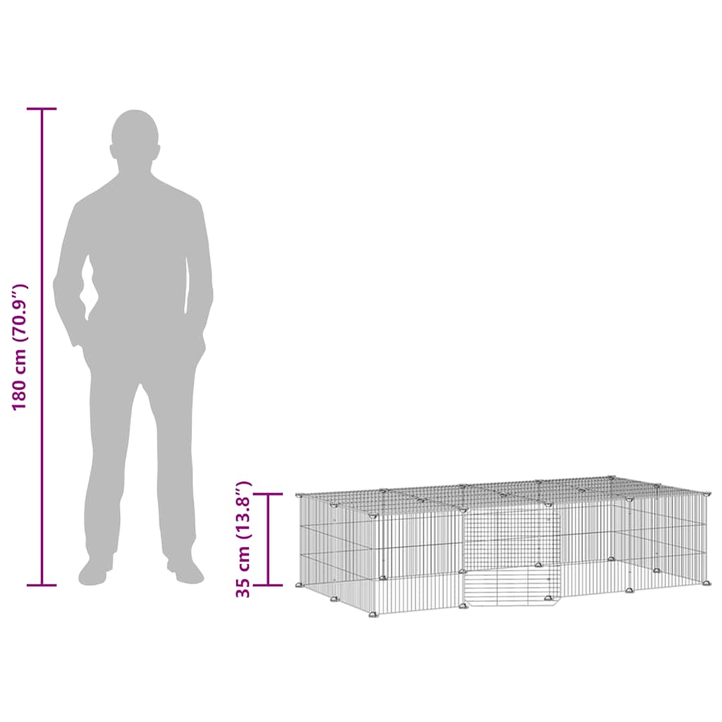 20-Panel Pet Cage with Door Black 35x35 cm Steel