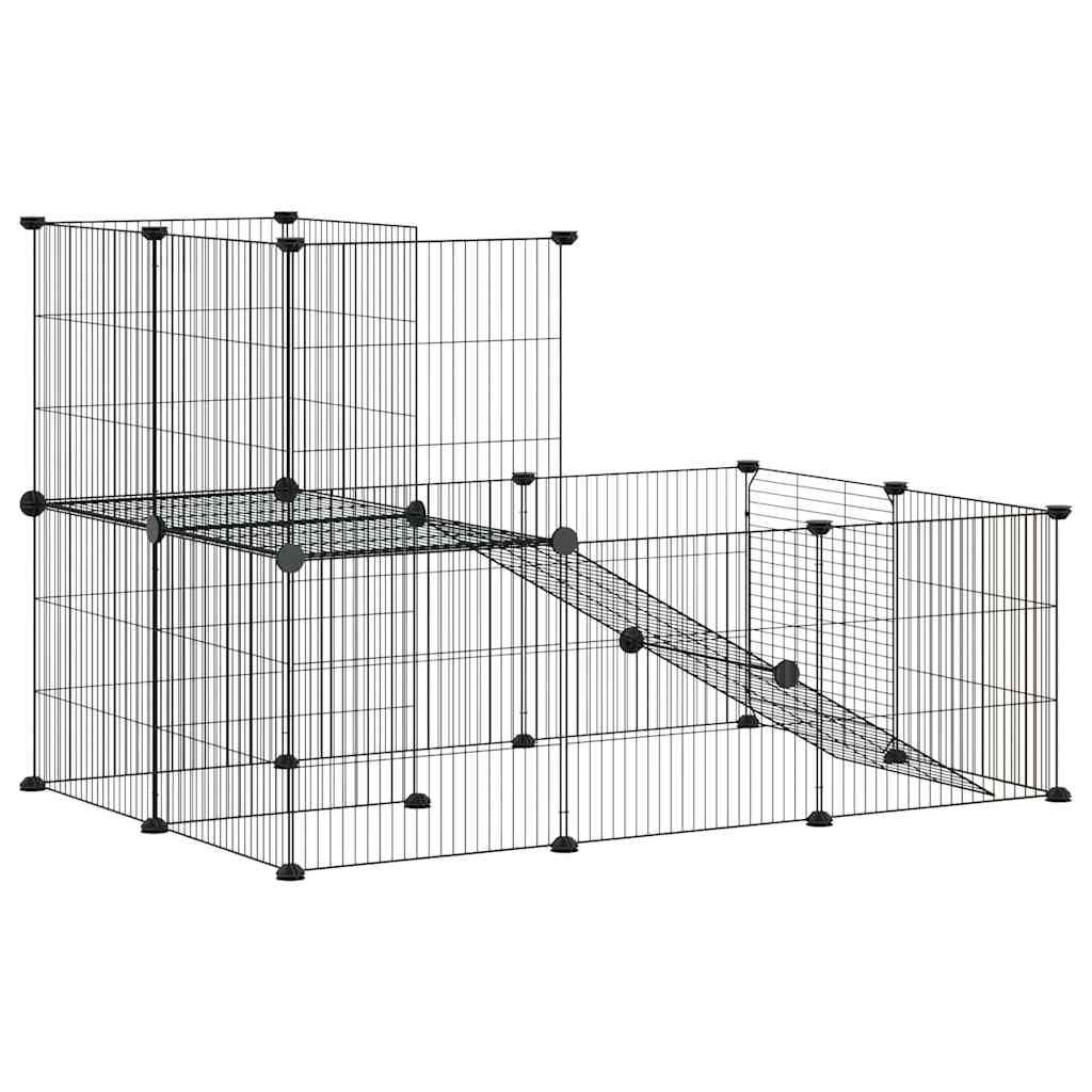 20-Panel Pet Cage with Door Black 35x35 cm Steel
