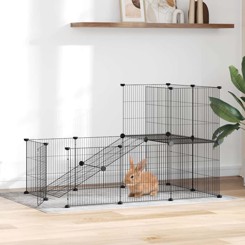 20-Panel Pet Cage with Door Black 35x35 cm Steel
