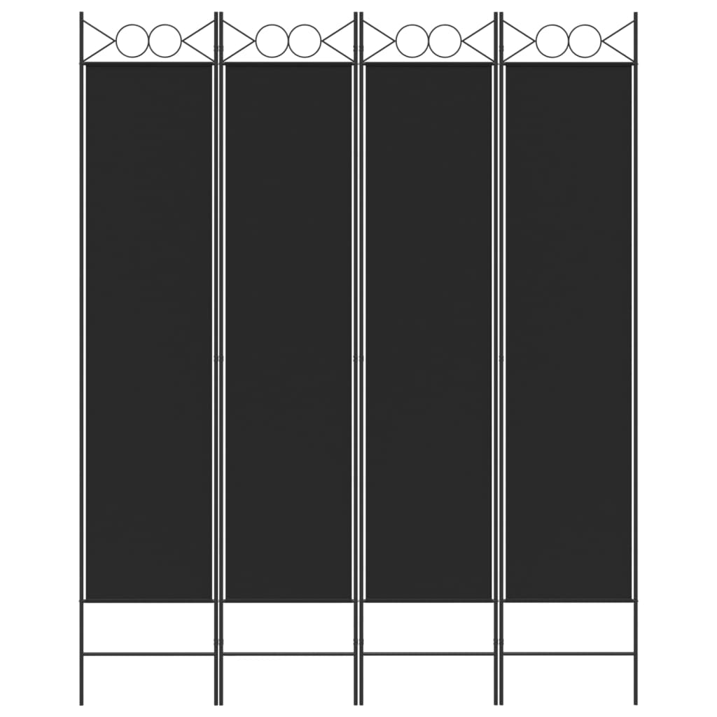4-Panel Room Divider Black 160x200 cm Fabric