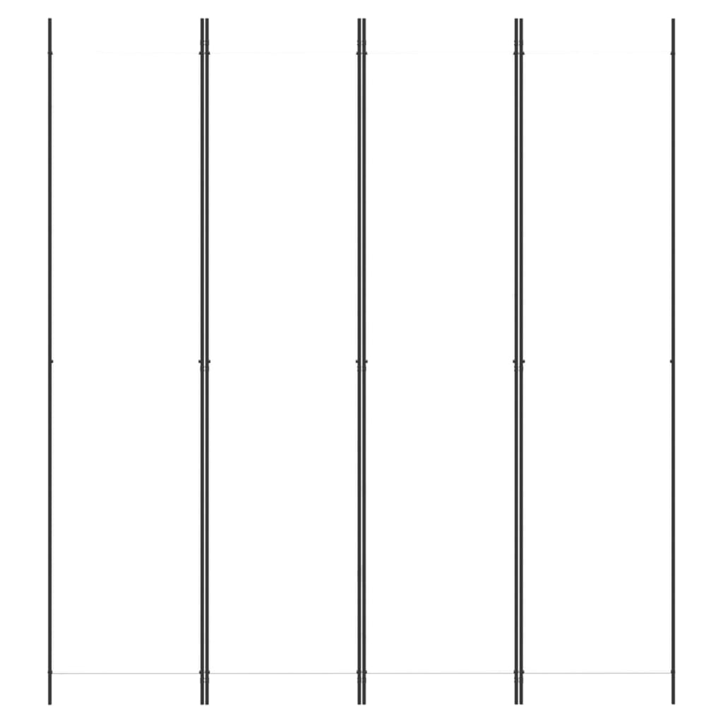 4-Panel Room Divider White 200x220 cm Fabric