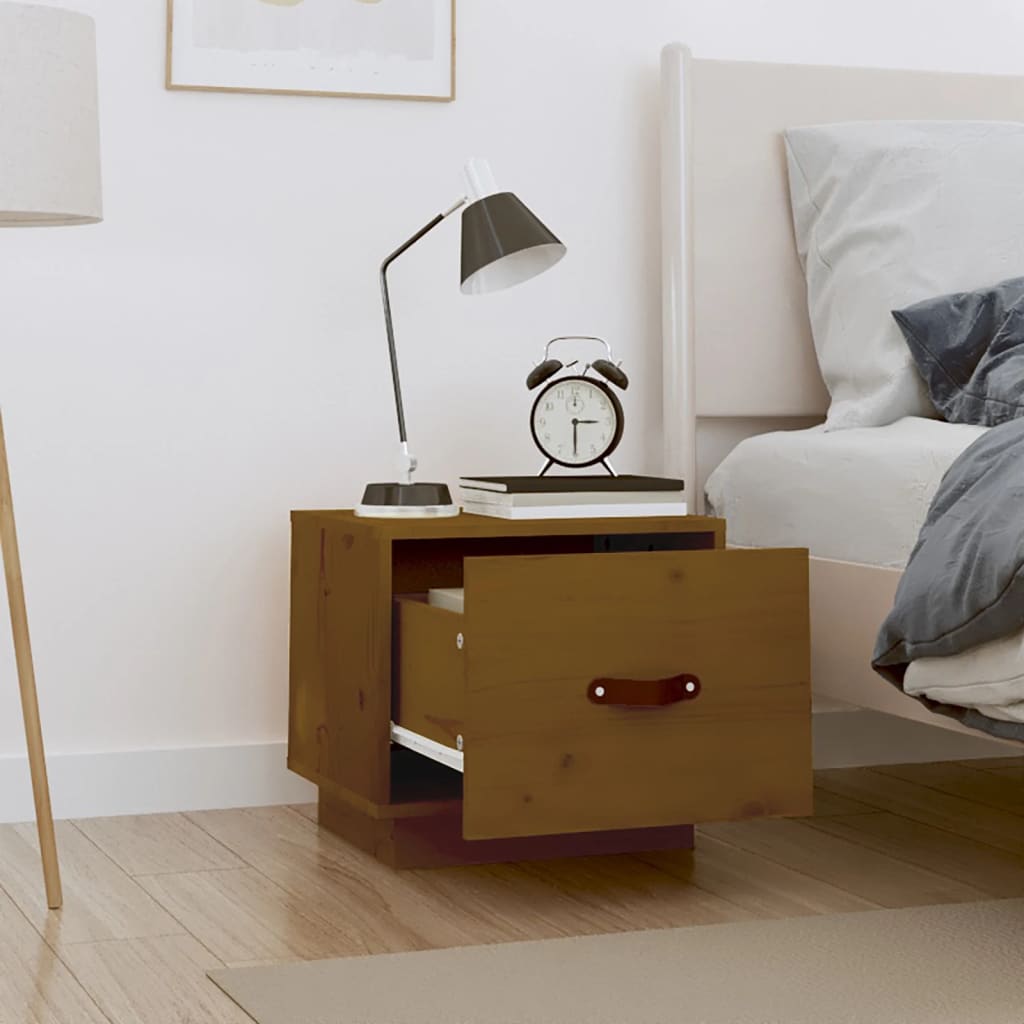 Bedside Cabinet Honey Brown 40x34x35 cm Solid Wood Pine