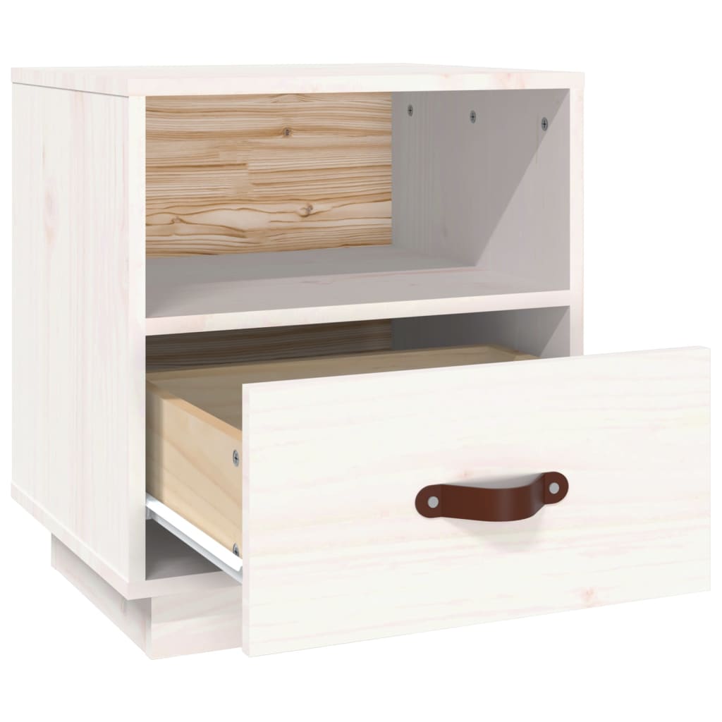 Bedside Cabinet White 40x34x45 cm Solid Wood Pine