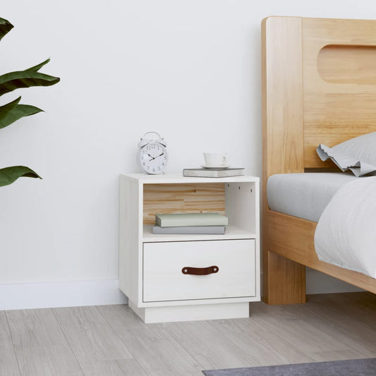 Bedside Cabinet White 40x34x45 cm Solid Wood Pine
