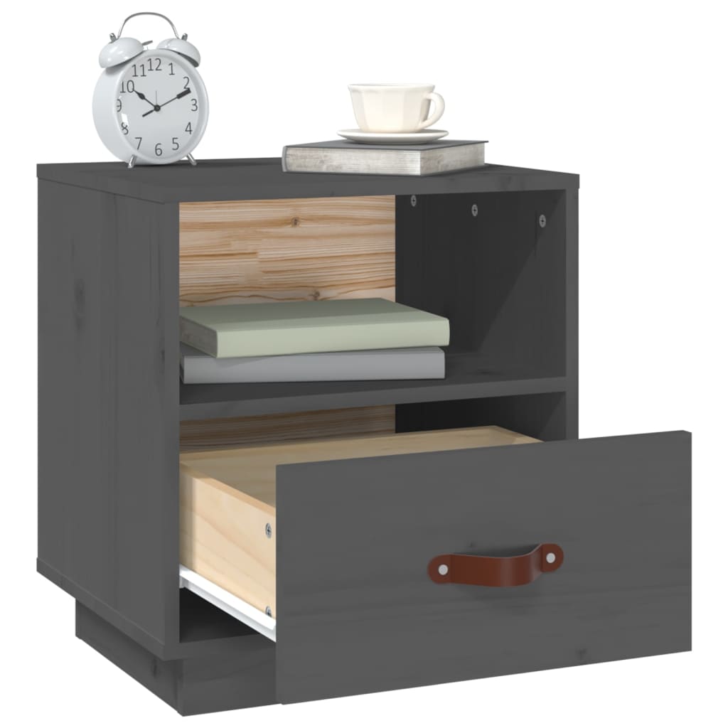 Bedside Cabinets 2 pcs Grey 40x34x45 cm Solid Wood Pine