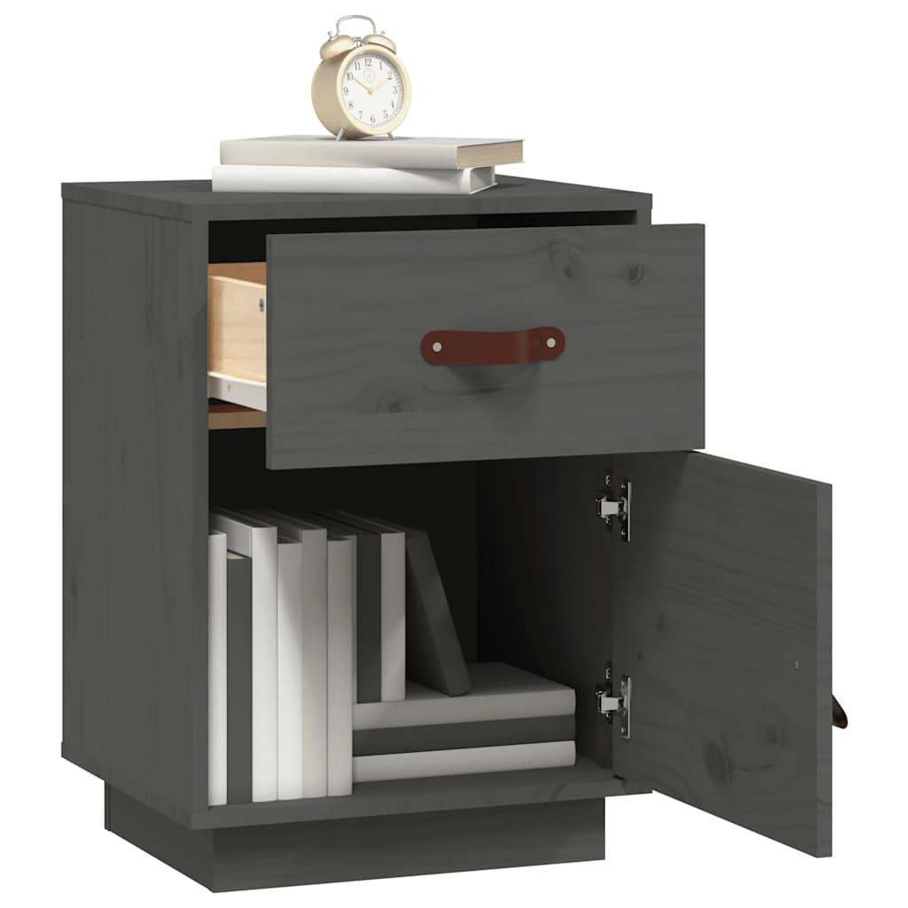 Bedside Cabinets 2 pcs Grey 40x34x55 cm Solid Wood Pine