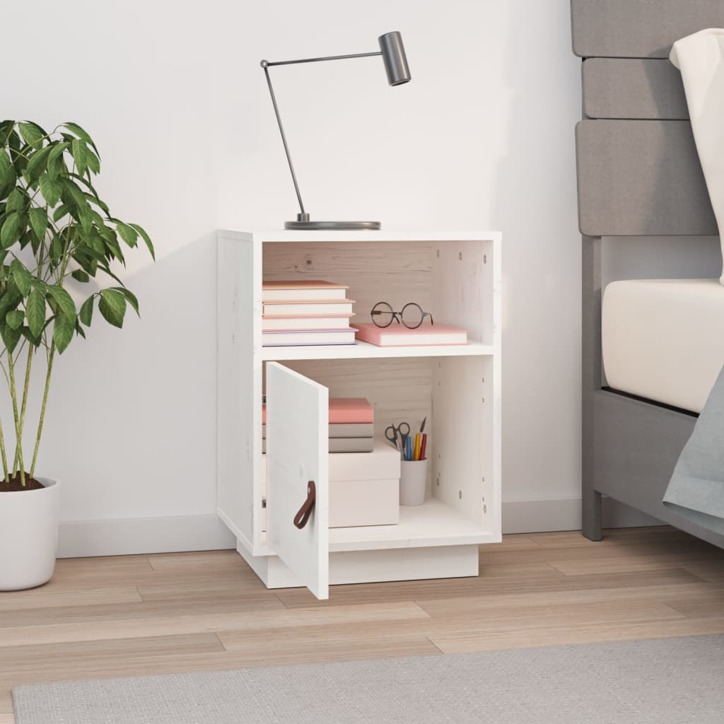 Bedside Cabinet White 40x34x55 cm Solid Wood Pine