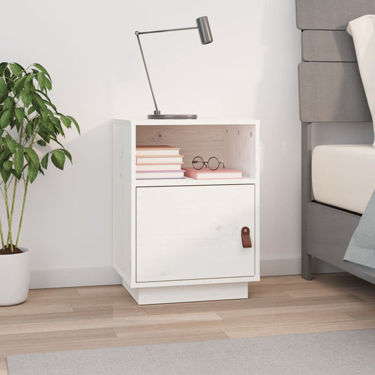 Bedside Cabinet White 40x34x55 cm Solid Wood Pine