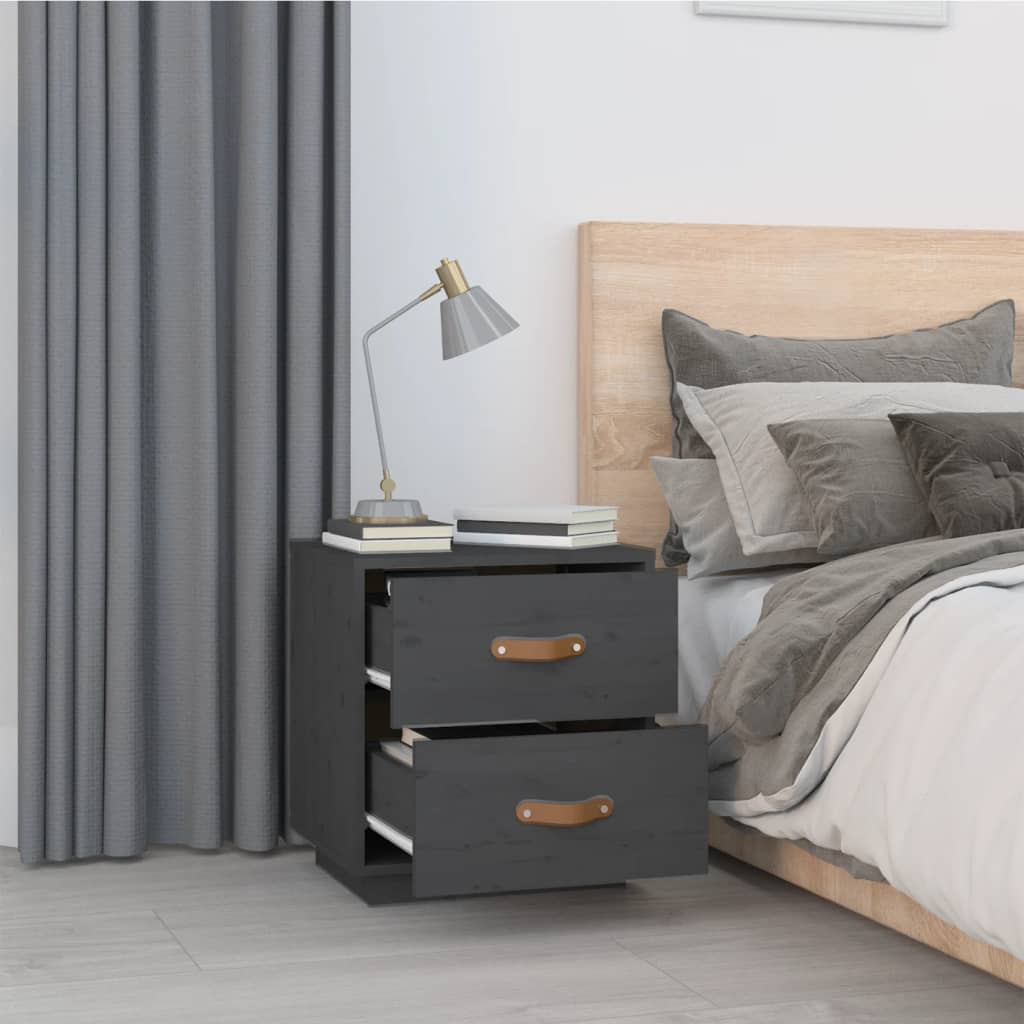 Bedside Cabinets 2 pcs Grey 40x34x45 cm Solid Wood Pine