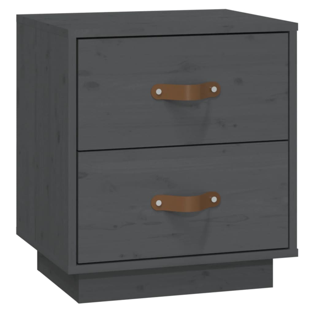 Bedside Cabinets 2 pcs Grey 40x34x45 cm Solid Wood Pine