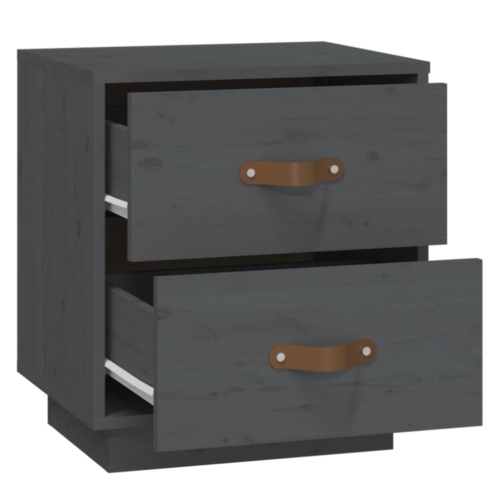 Bedside Cabinets 2 pcs Grey 40x34x45 cm Solid Wood Pine