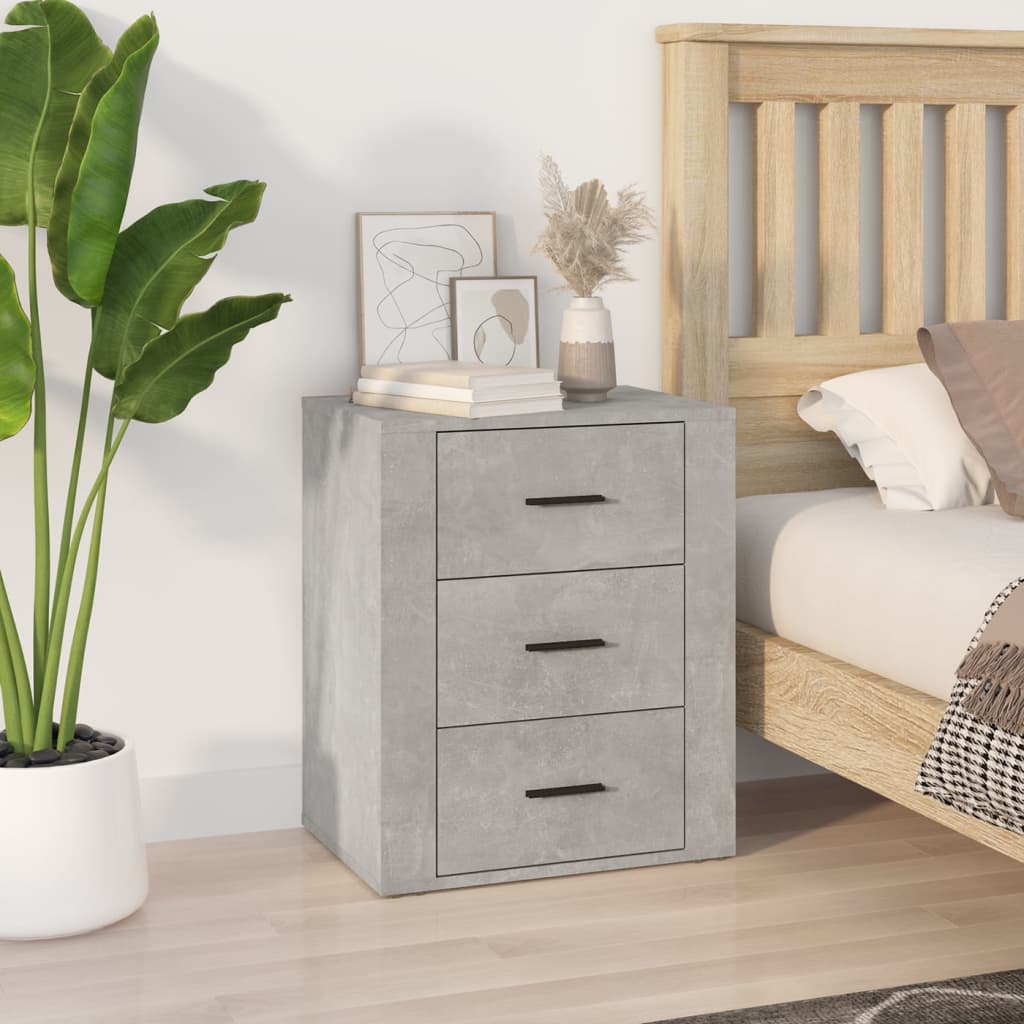 Bedside Cabinet Concrete Grey 50x36x60 cm Engineered Wood