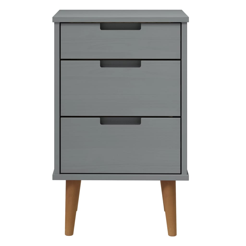 Bedside Cabinet MOLDE Grey 40x35x65 cm Solid Wood Pine