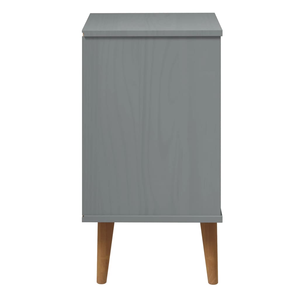Bedside Cabinet MOLDE Grey 40x35x65 cm Solid Wood Pine