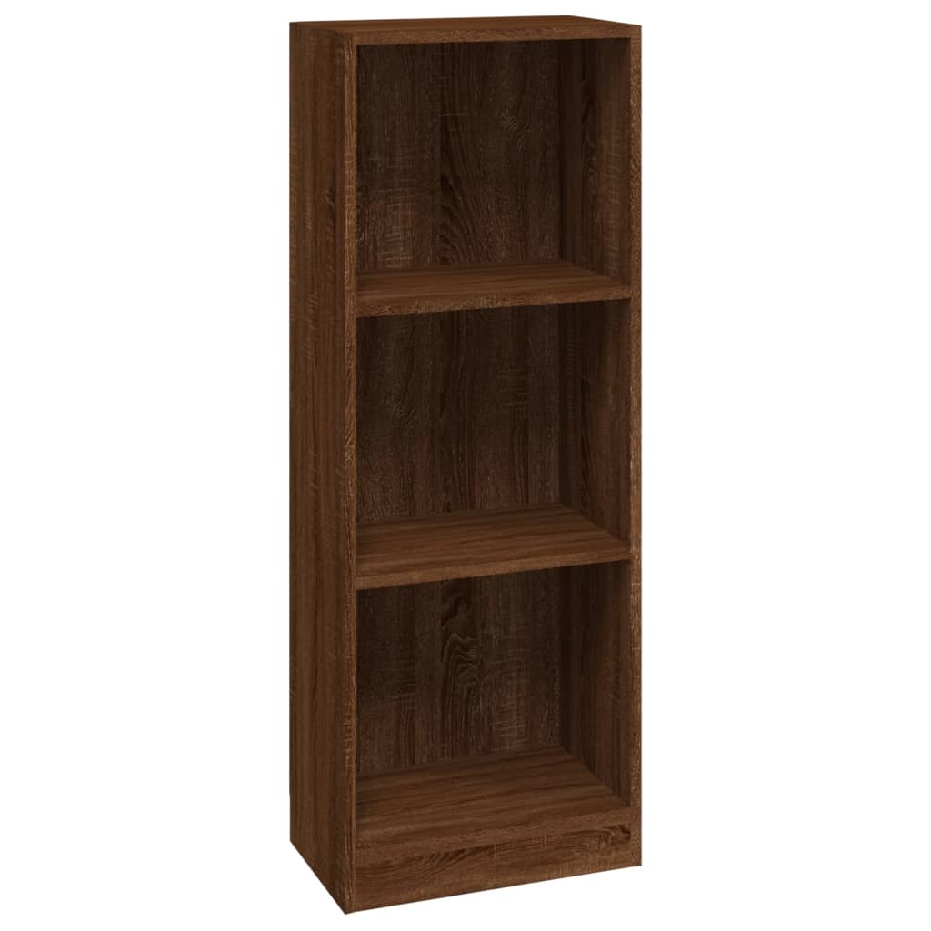 3-Tier Book Cabinet Brown Oak 40x24x109 cm Engineered Wood