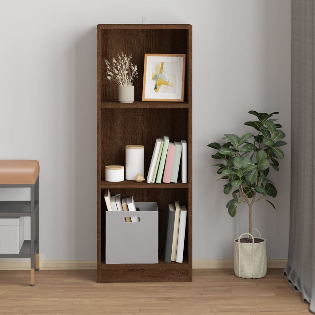 3-Tier Book Cabinet Brown Oak 40x24x109 cm Engineered Wood