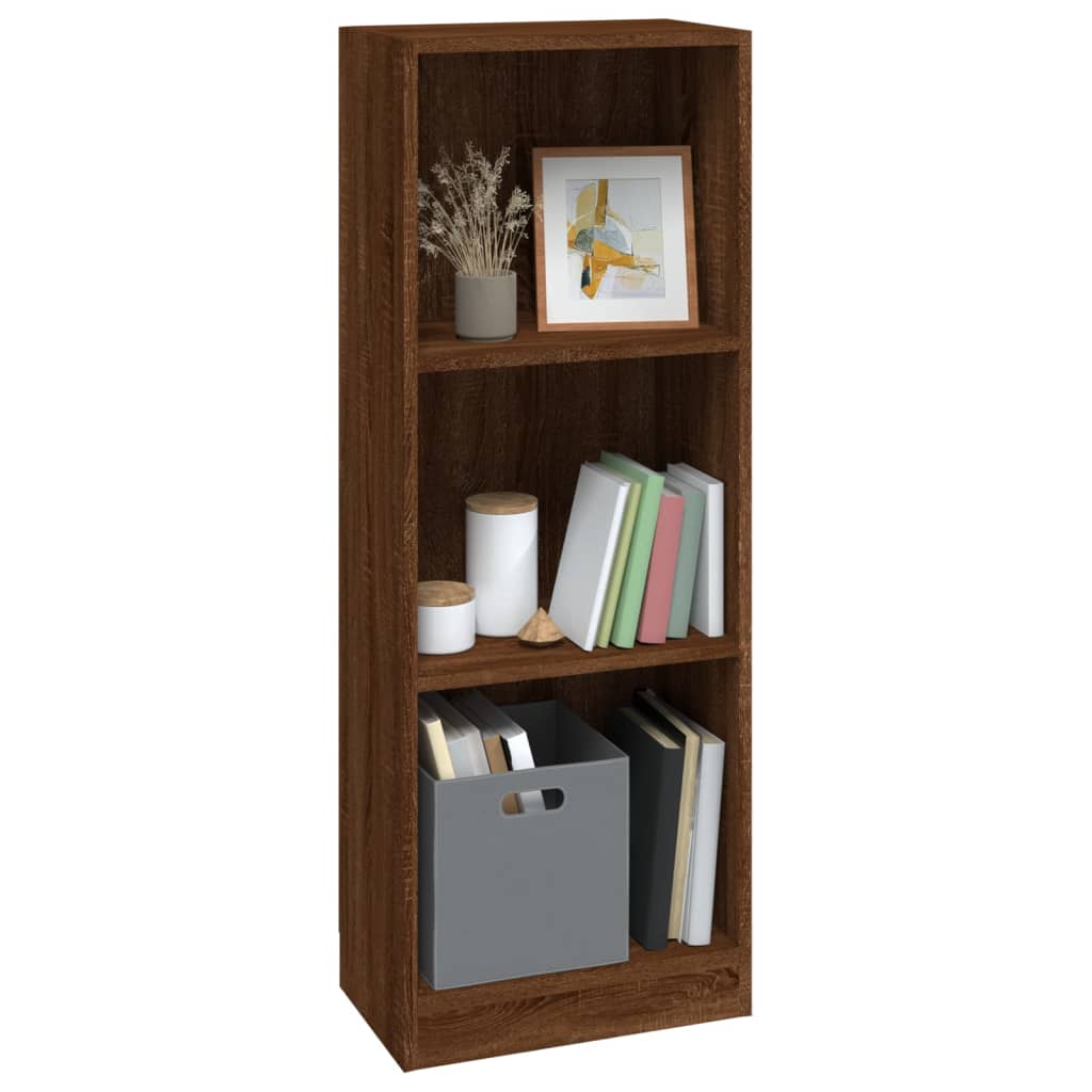 3-Tier Book Cabinet Brown Oak 40x24x109 cm Engineered Wood