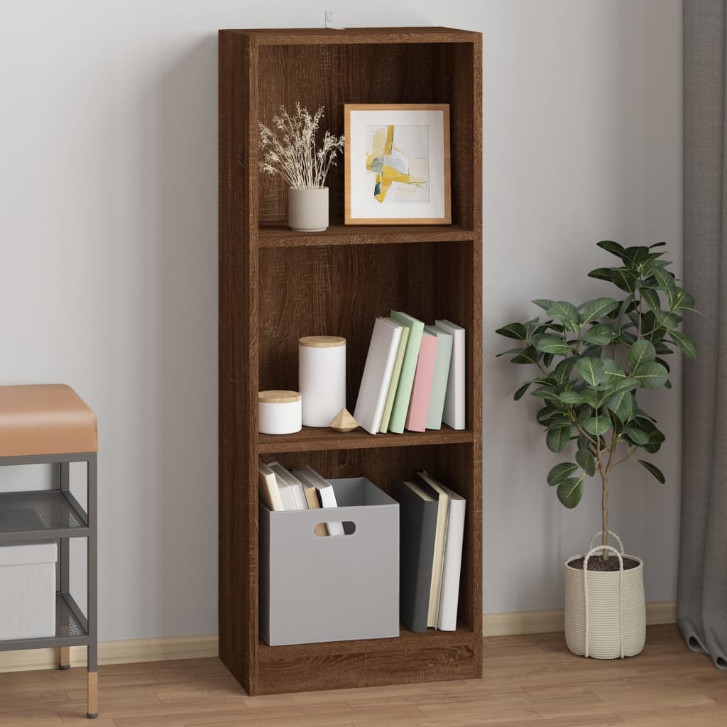 3-Tier Book Cabinet Brown Oak 40x24x109 cm Engineered Wood