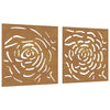 Garden Wall Decorations 2 pcs 55x55 cm Corten Steel Rose Design