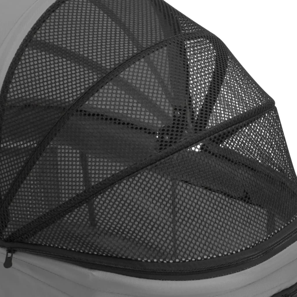 2-Layers Folding Dog Stroller Grey 83x48x97 cm Oxford Fabric