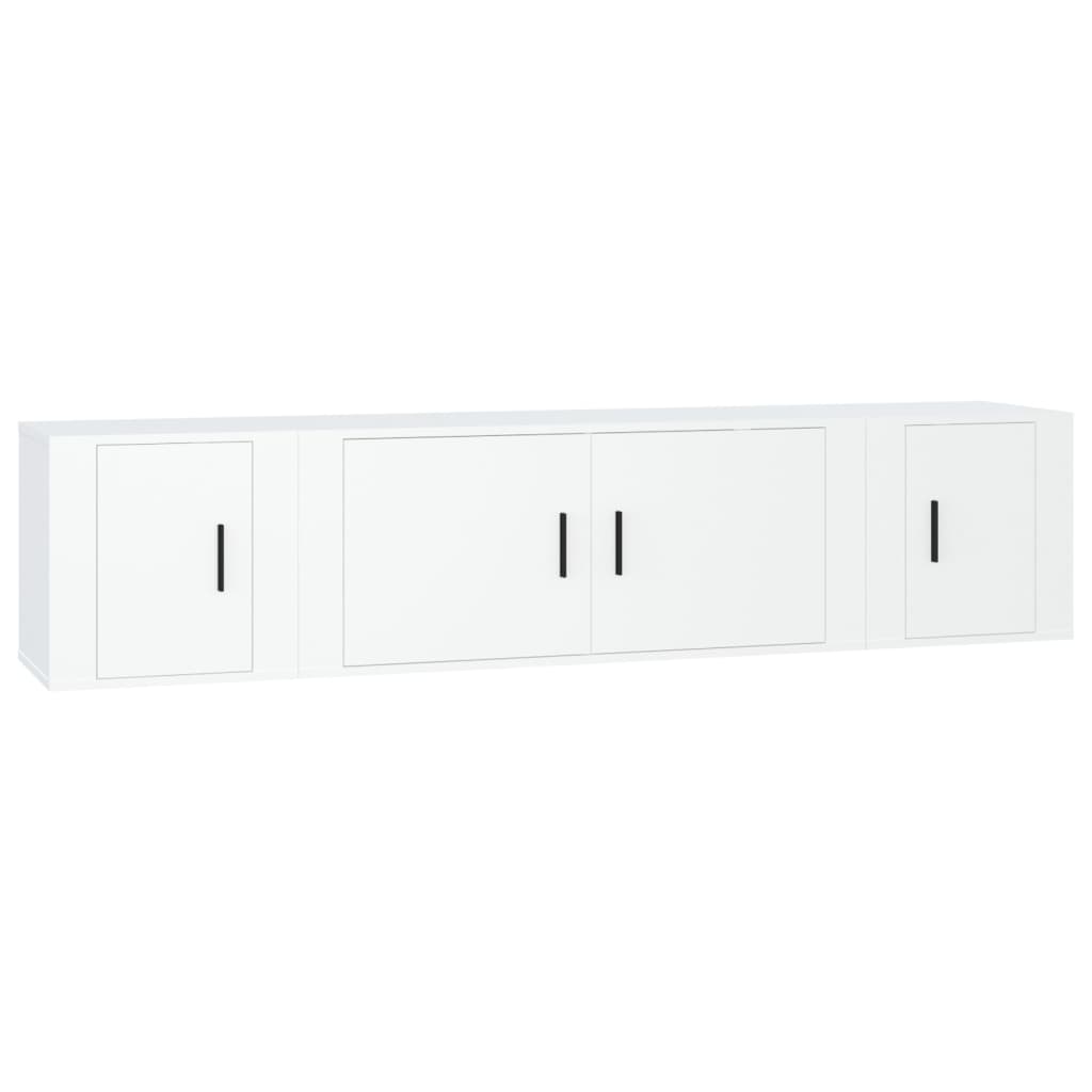 3 Piece TV Cabinet Set White Engineered Wood