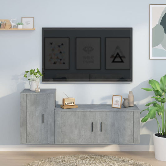 2 Piece TV Cabinet Set Concrete Grey Engineered Wood