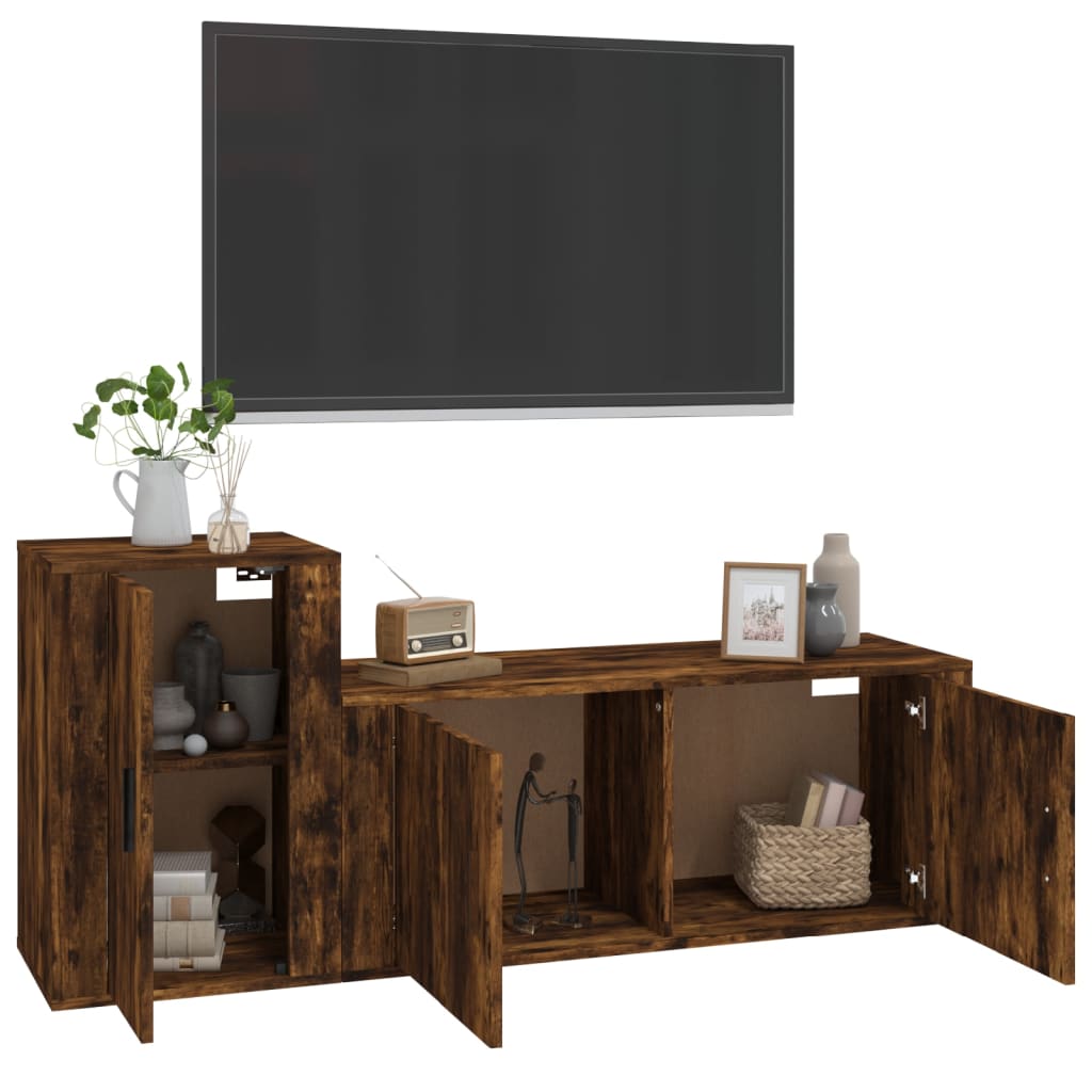 2 Piece TV Cabinet Set Smoked Oak Engineered Wood