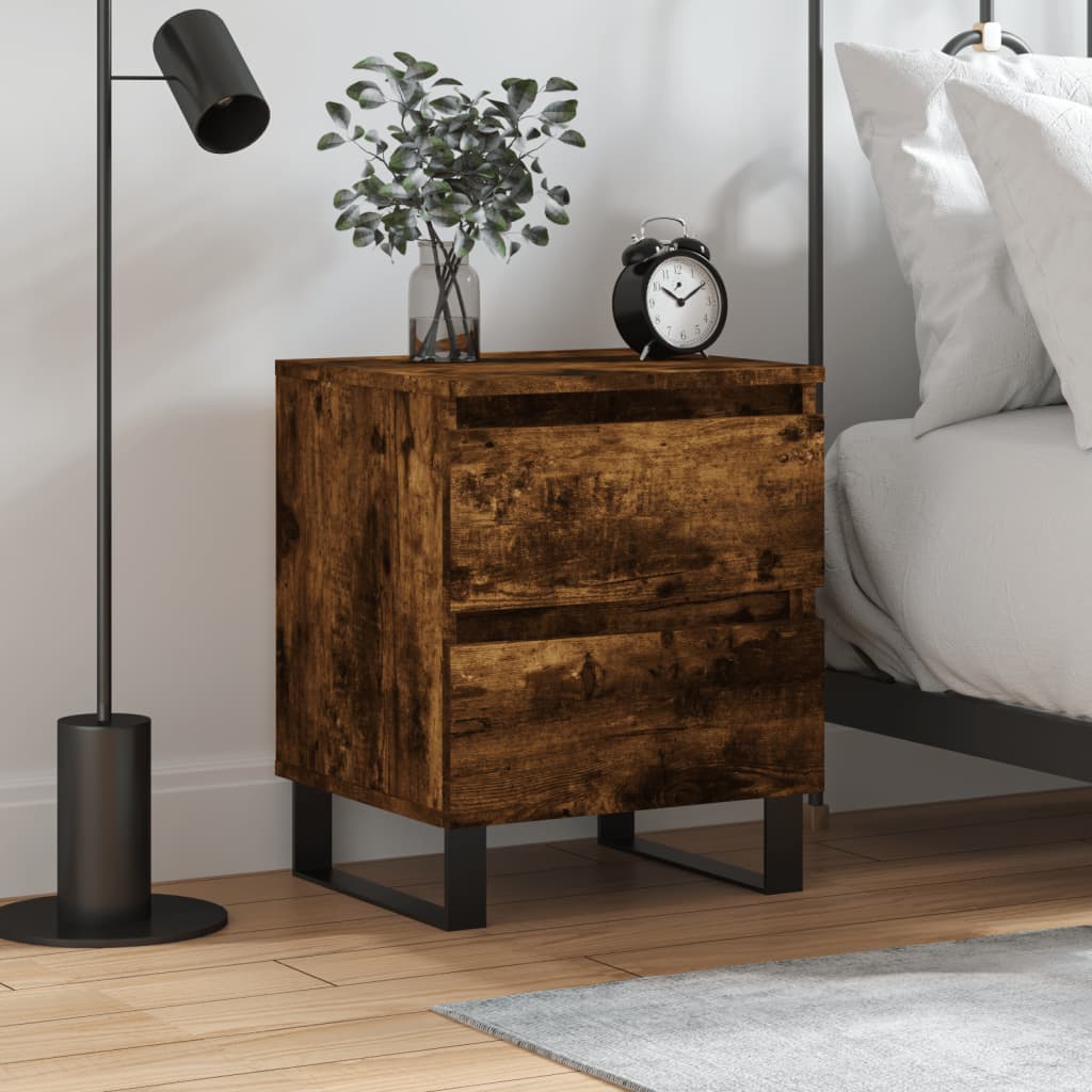 Bedside Cabinet Smoked Oak 40x35x50 cm Engineered Wood