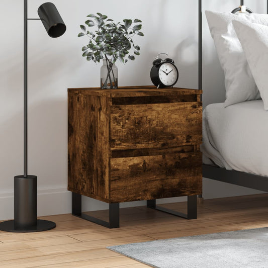 Bedside Cabinet Smoked Oak 40x35x50 cm Engineered Wood