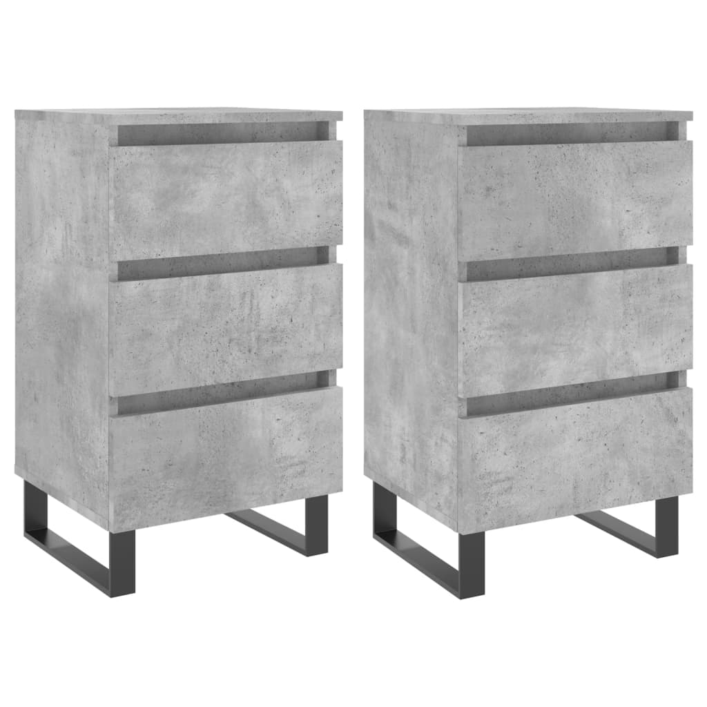 Bedside Cabinets 2 pcs Concrete Grey 40x35x69 cm Engineered Wood