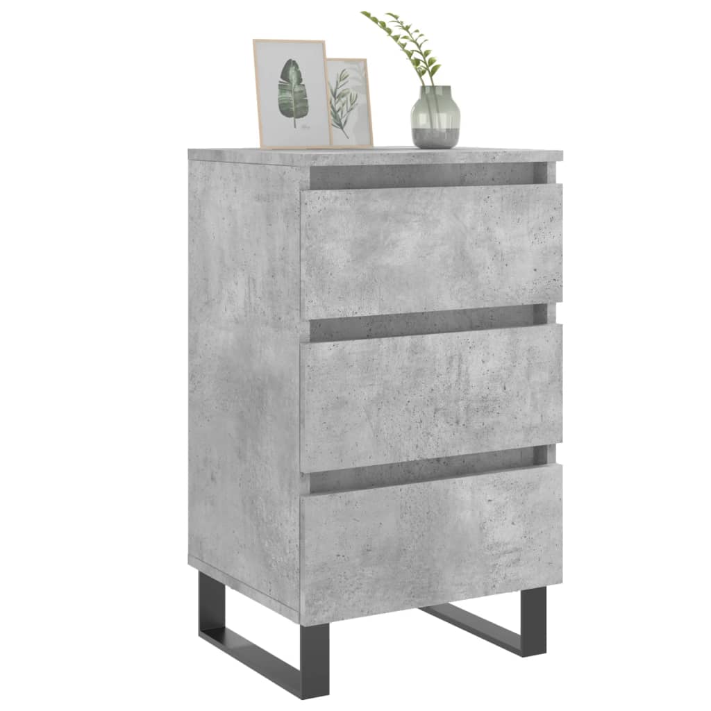 Bedside Cabinets 2 pcs Concrete Grey 40x35x69 cm Engineered Wood