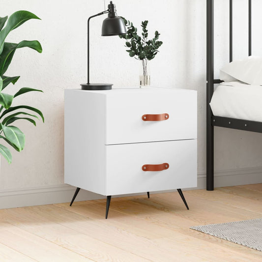 Bedside Cabinet White 40x35x47.5 cm Engineered Wood