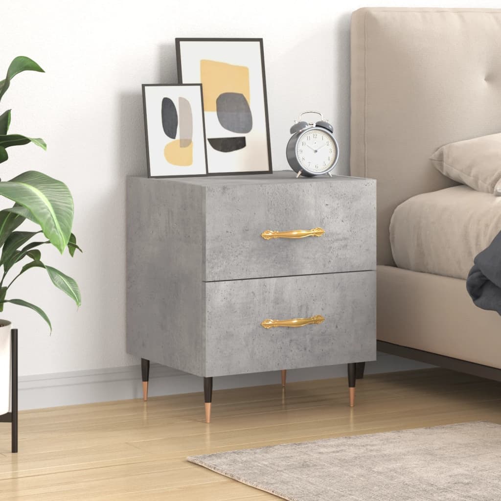 Bedside Cabinet Concrete Grey 40x35x47.5 cm Engineered Wood