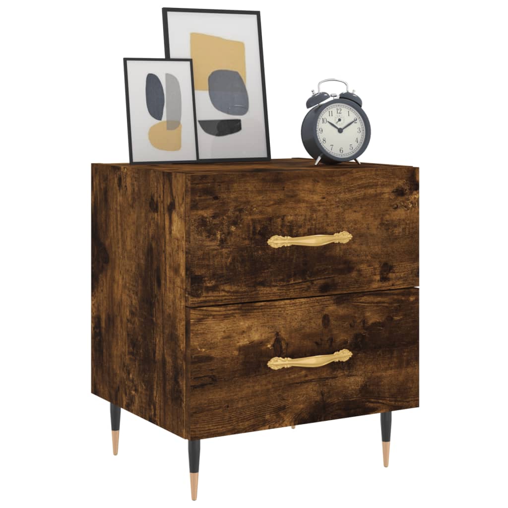 Bedside Cabinet Smoked Oak 40x35x47.5 cm Engineered Wood