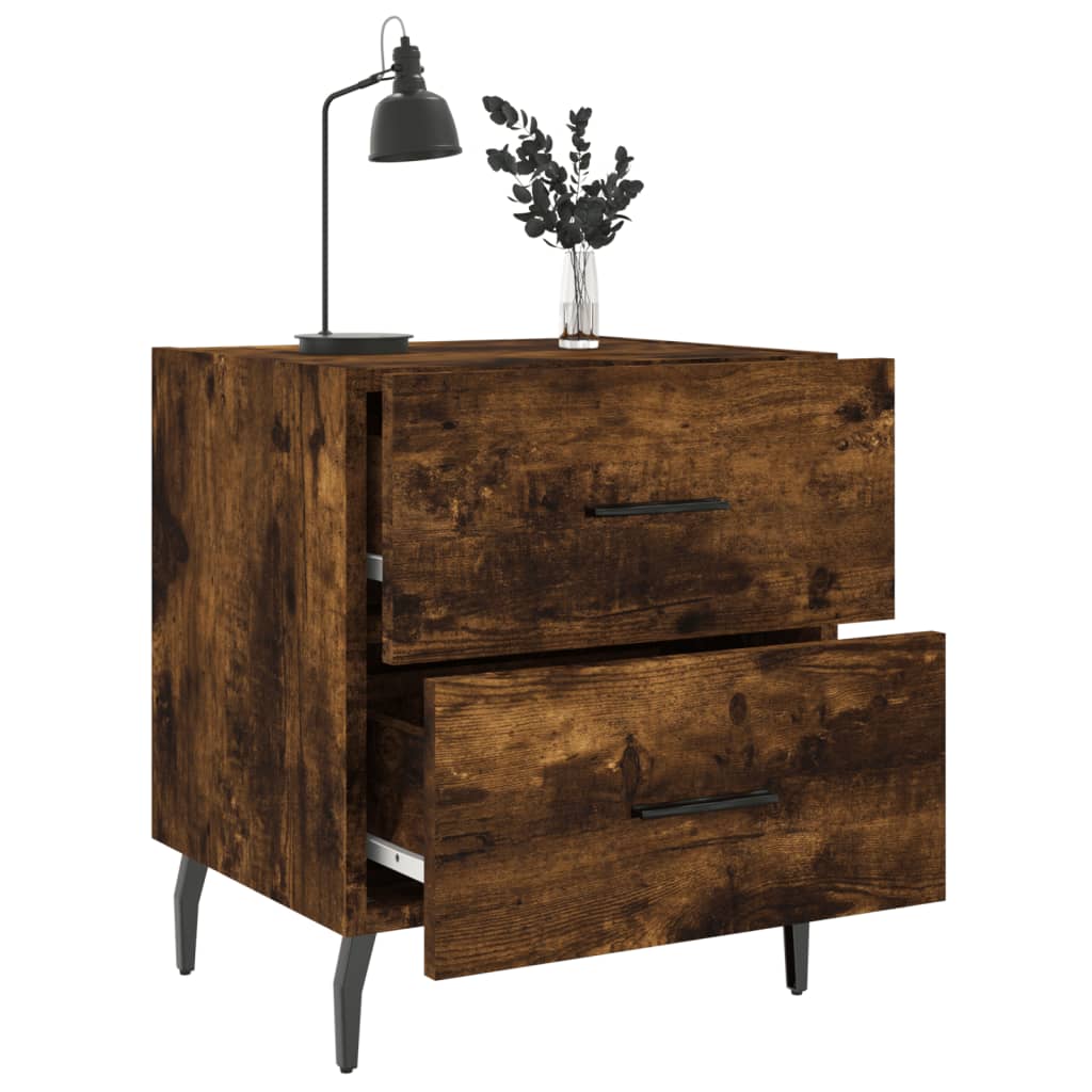 Bedside Cabinet Smoked Oak 40x35x47.5 cm Engineered Wood