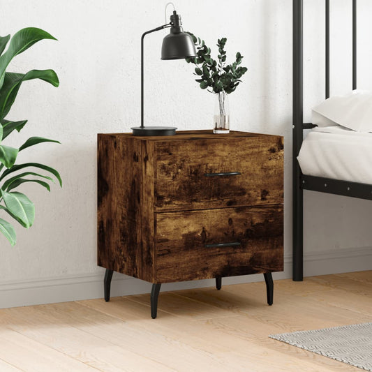 Bedside Cabinet Smoked Oak 40x35x47.5 cm Engineered Wood