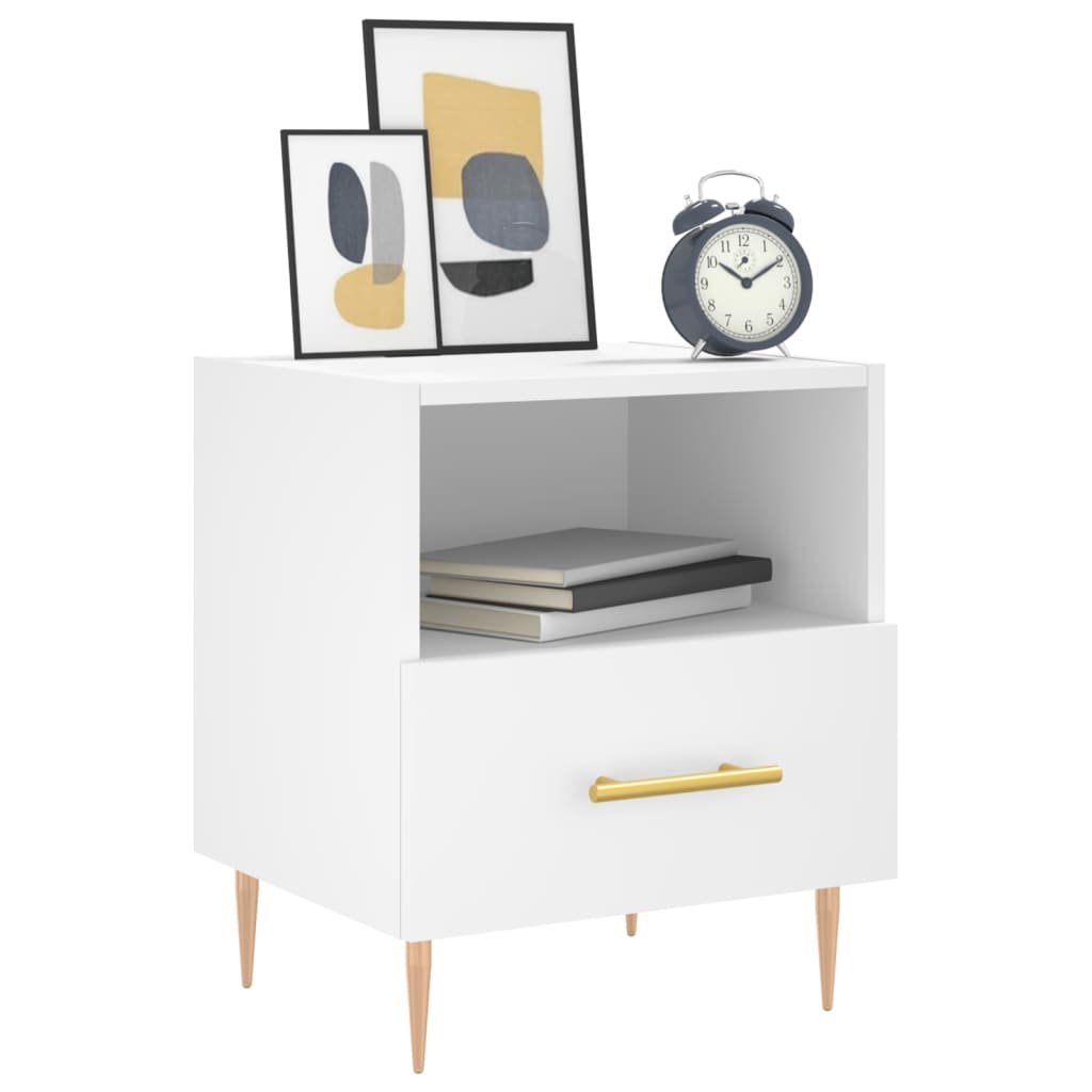 Bedside Cabinet White 40x35x47.5 cm Engineered Wood