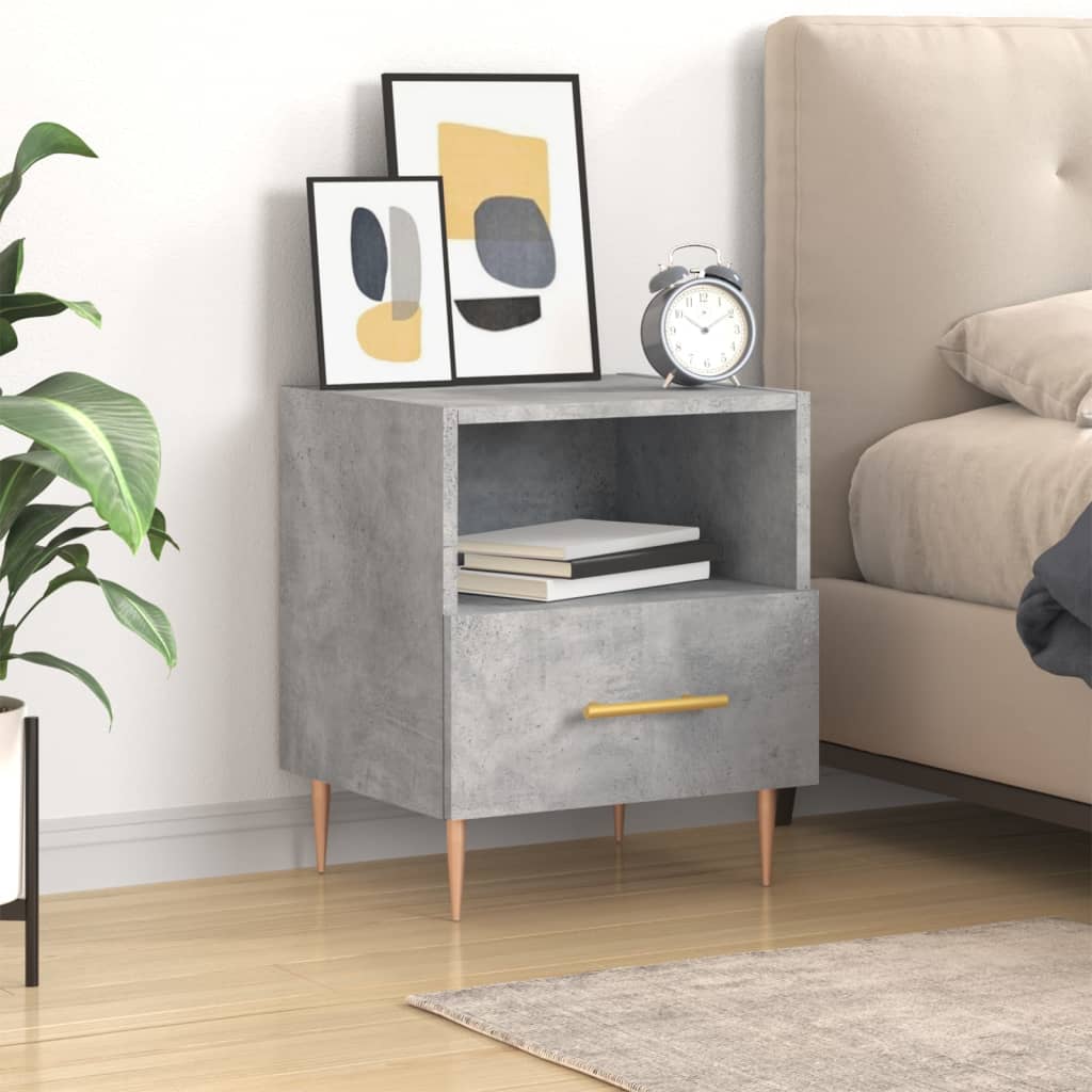 Bedside Cabinet Concrete Grey 40x35x47.5 cm Engineered Wood