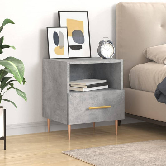 Bedside Cabinet Concrete Grey 40x35x47.5 cm Engineered Wood