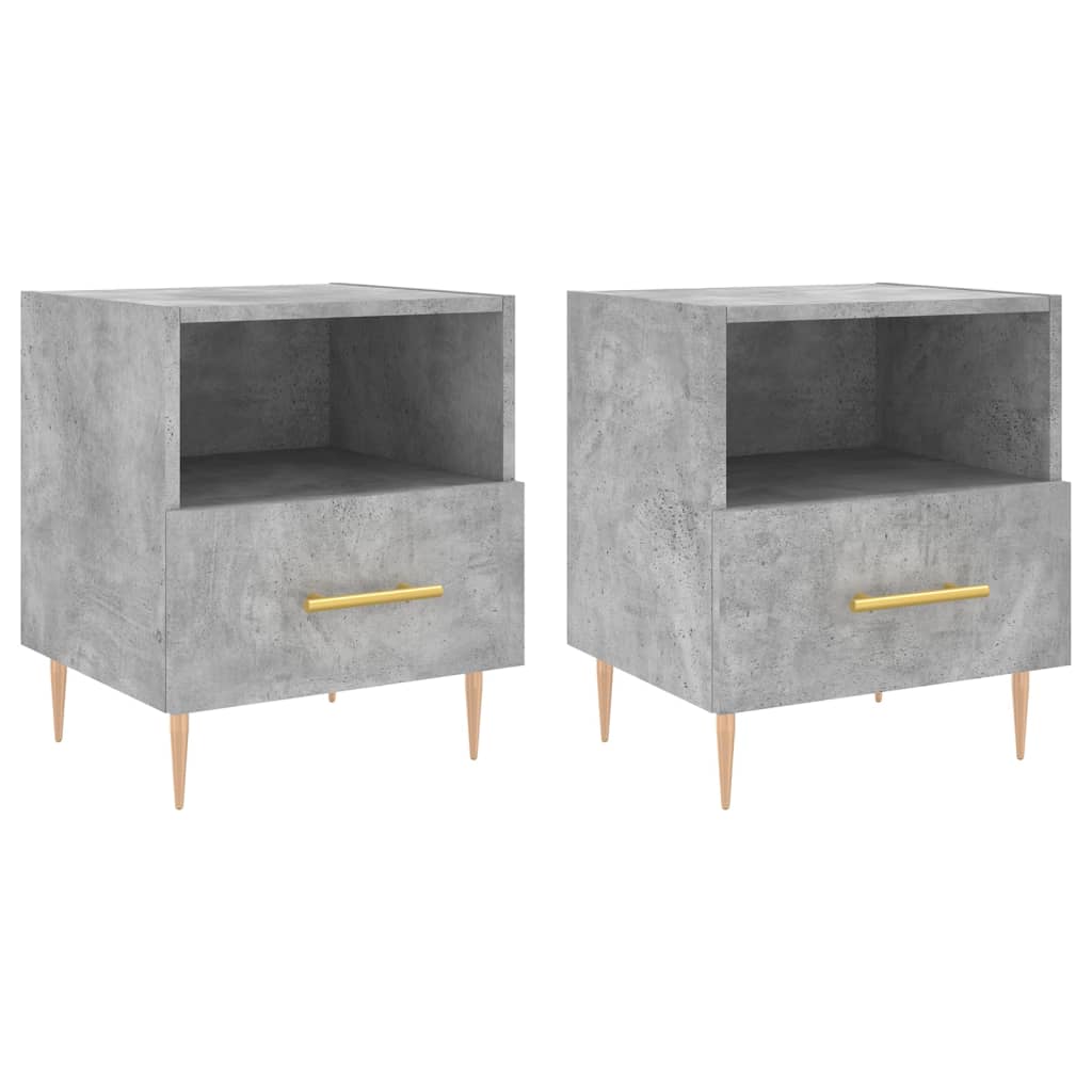 Bedside Cabinets 2 pcs Concrete Grey 40x35x47.5 cm Engineered Wood