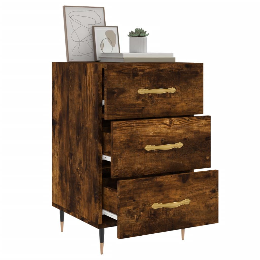 Bedside Cabinet Smoked Oak 40x40x66 cm Engineered Wood
