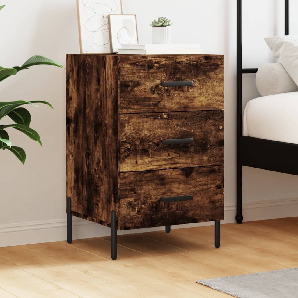 Bedside Cabinet Smoked Oak 40x40x66 cm Engineered Wood