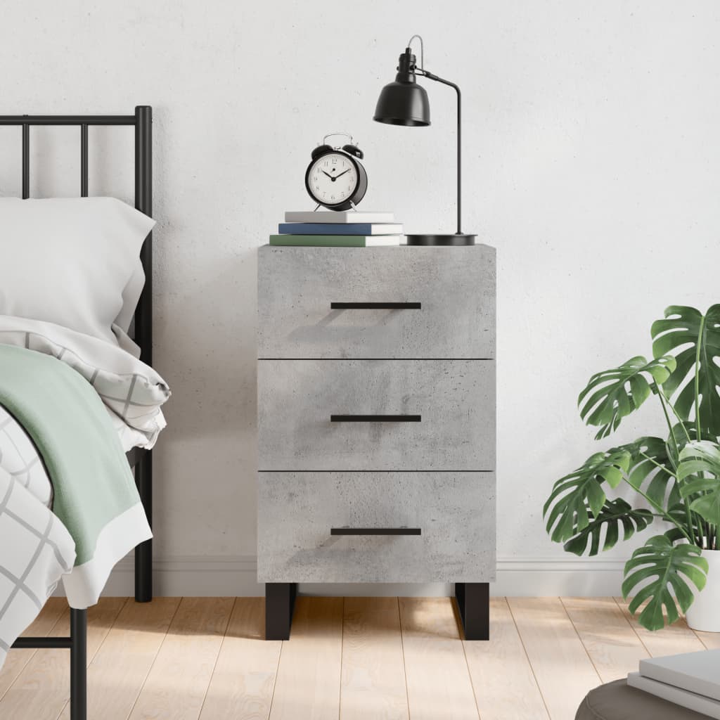 Bedside Cabinet Concrete Grey 40x40x66 cm Engineered Wood